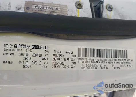 2014 Jeep Compass Latitude из США, поврежденный, VIN 1C4NJDEB2ED651487